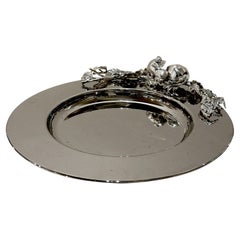Franco Lapini, plato de acero plateado, Italia, Siglo XX