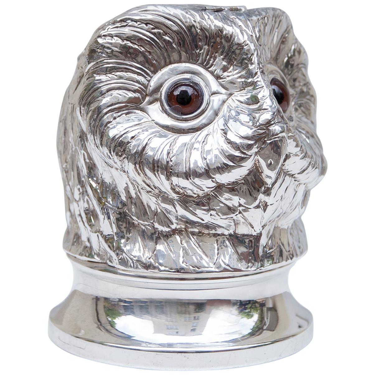 Franco Lapini Silver Plated Owl Ice Bucket, Italy, 1980