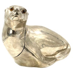 Franco Lapini, Silverplate Seal Wine Cooler / Ice Bucket, 1970s, Italy
