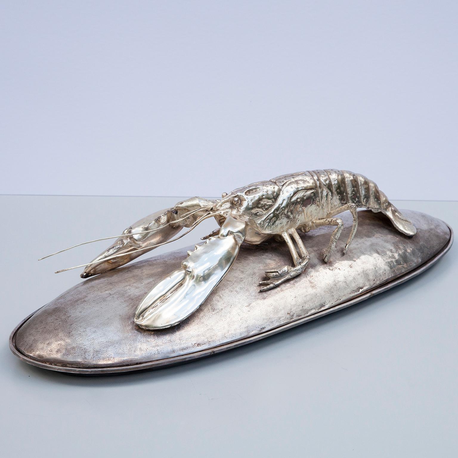 Franco Lapini Silver Plated Lobster Platter, Italy, 1970s In Good Condition In Munich, DE