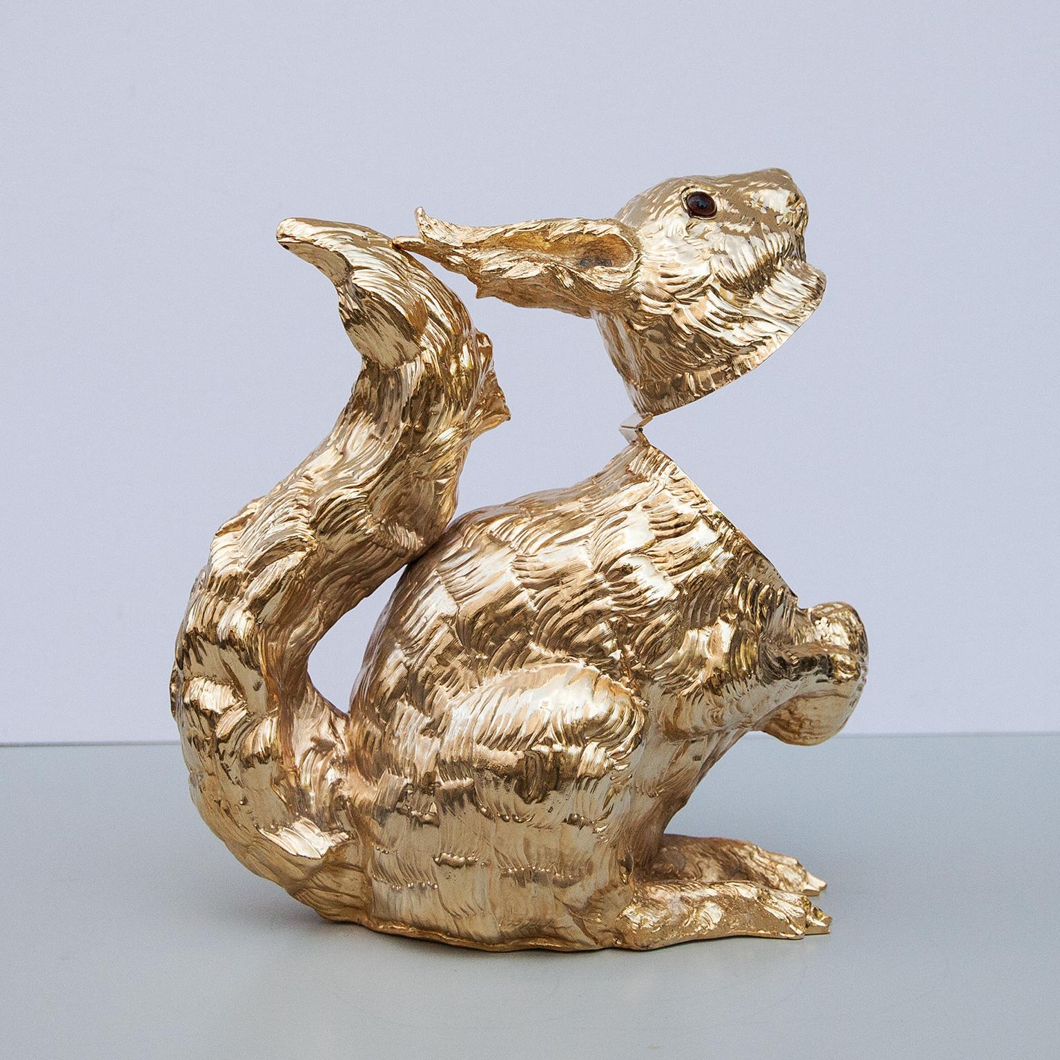 Late 20th Century Franco Lapini Squirrel Gold Plated Wine Cooler Italy 1970 For Sale