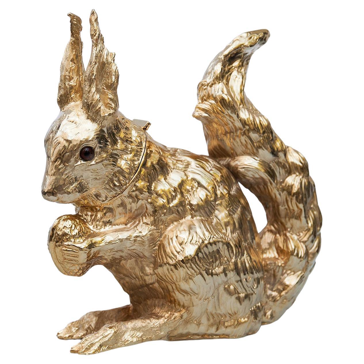 Franco Lapini Squirrel Gold Plated Wine Cooler Italy 1970 For Sale