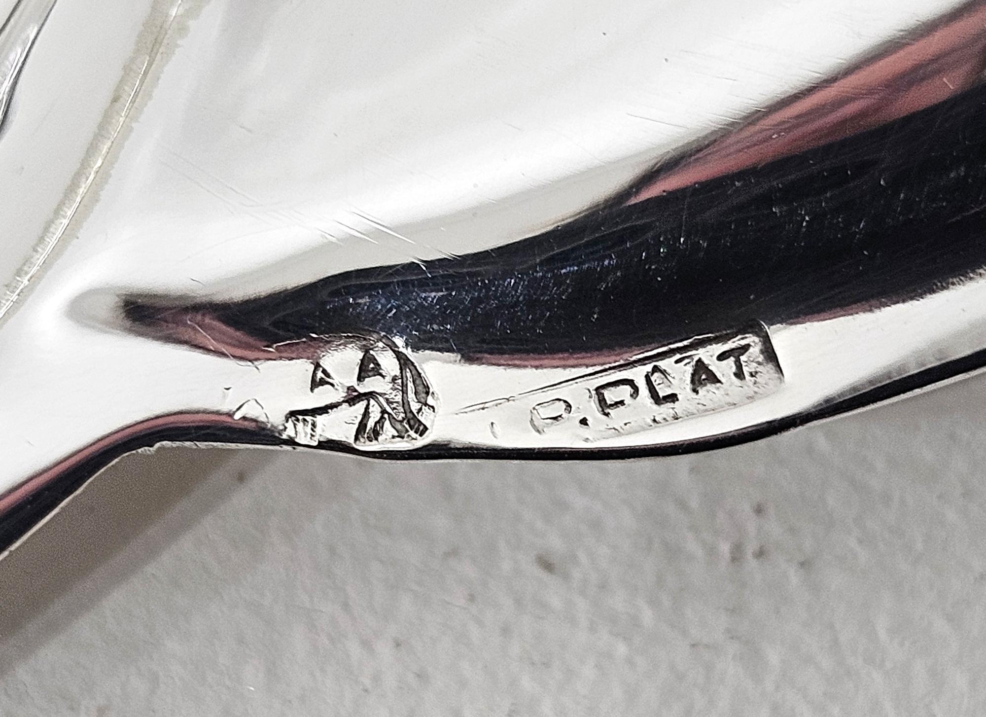 Mediados del siglo Franco Lapini Cangrejo de río Langosta Plato de plata Juego de mariscos c 1960 en venta 3