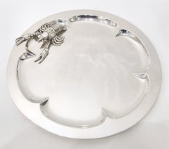 Mid Century Franco Lapini Style Crayfish Lobster Silver Plate Seafood Set c 1960