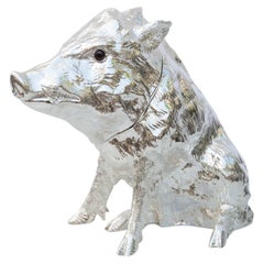 Vintage Franco Lapini Wild Boar Silver Plated Wine Cooler Italy 1970