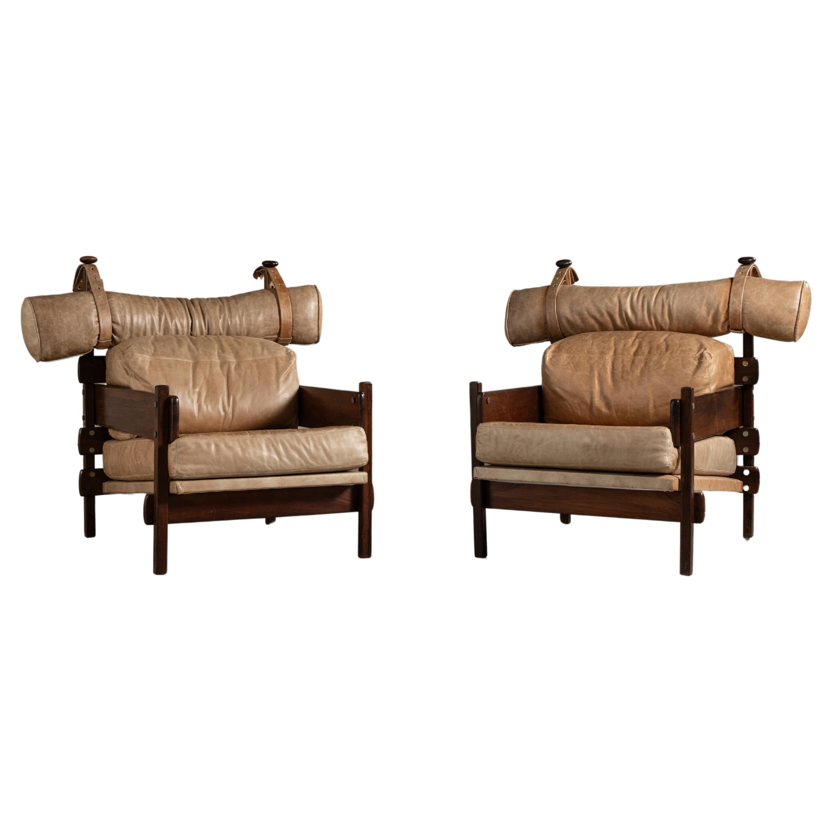 'Franco' Lounge Chairs with headrest, Sergio Rodrigues, Brazilian Modern Design For Sale