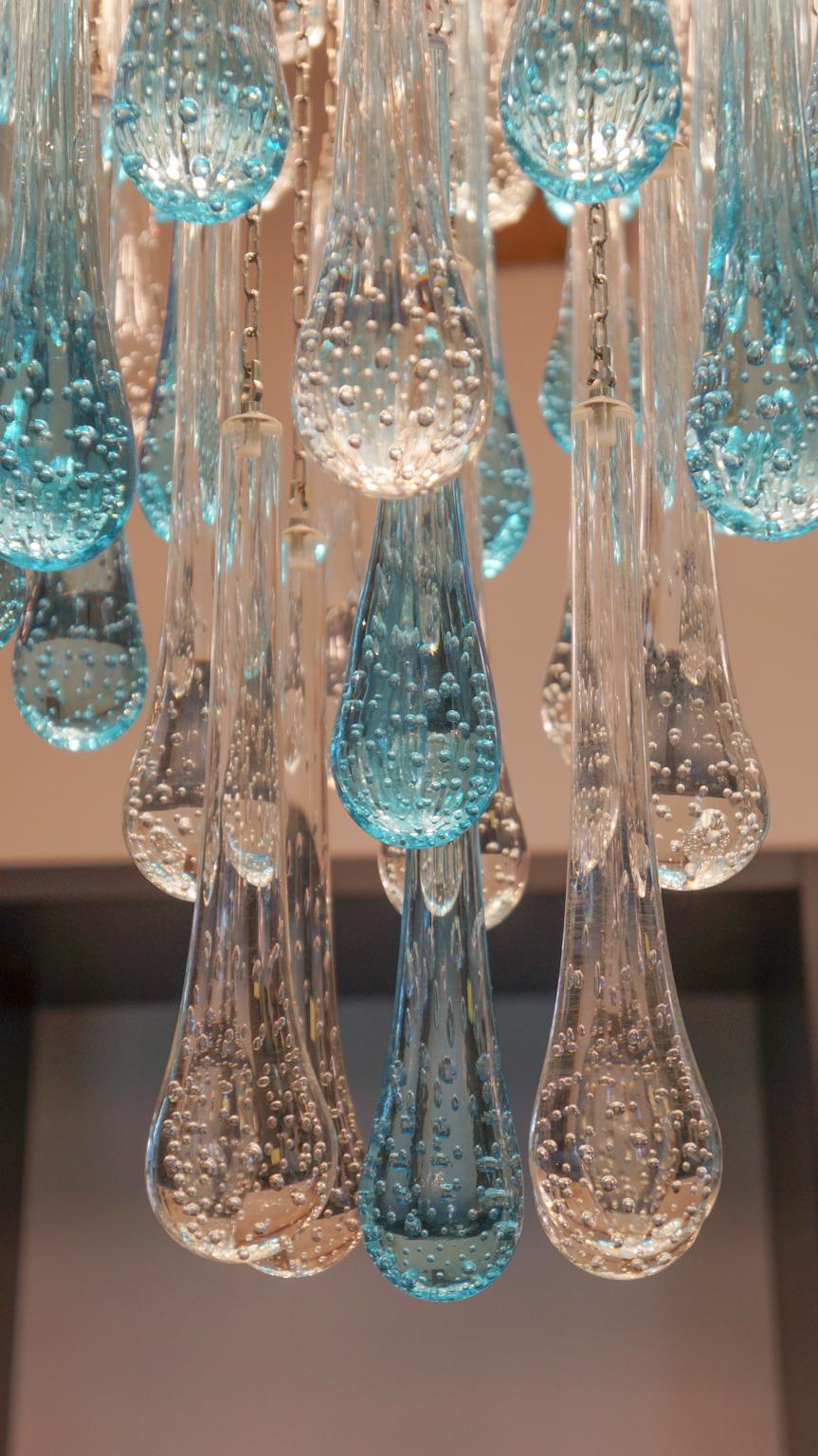 Franco Luce, lustre moderne du milieu du siècle en cristal de Murano Gocce, 1980 en vente 3