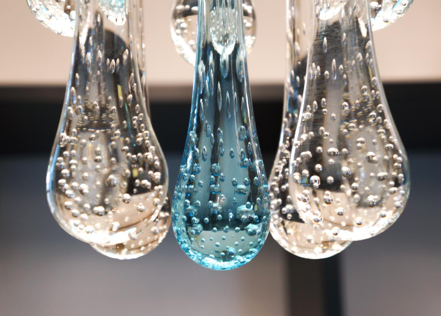 Franco Luce, lustre moderne du milieu du siècle en cristal de Murano Gocce, 1980 en vente 4