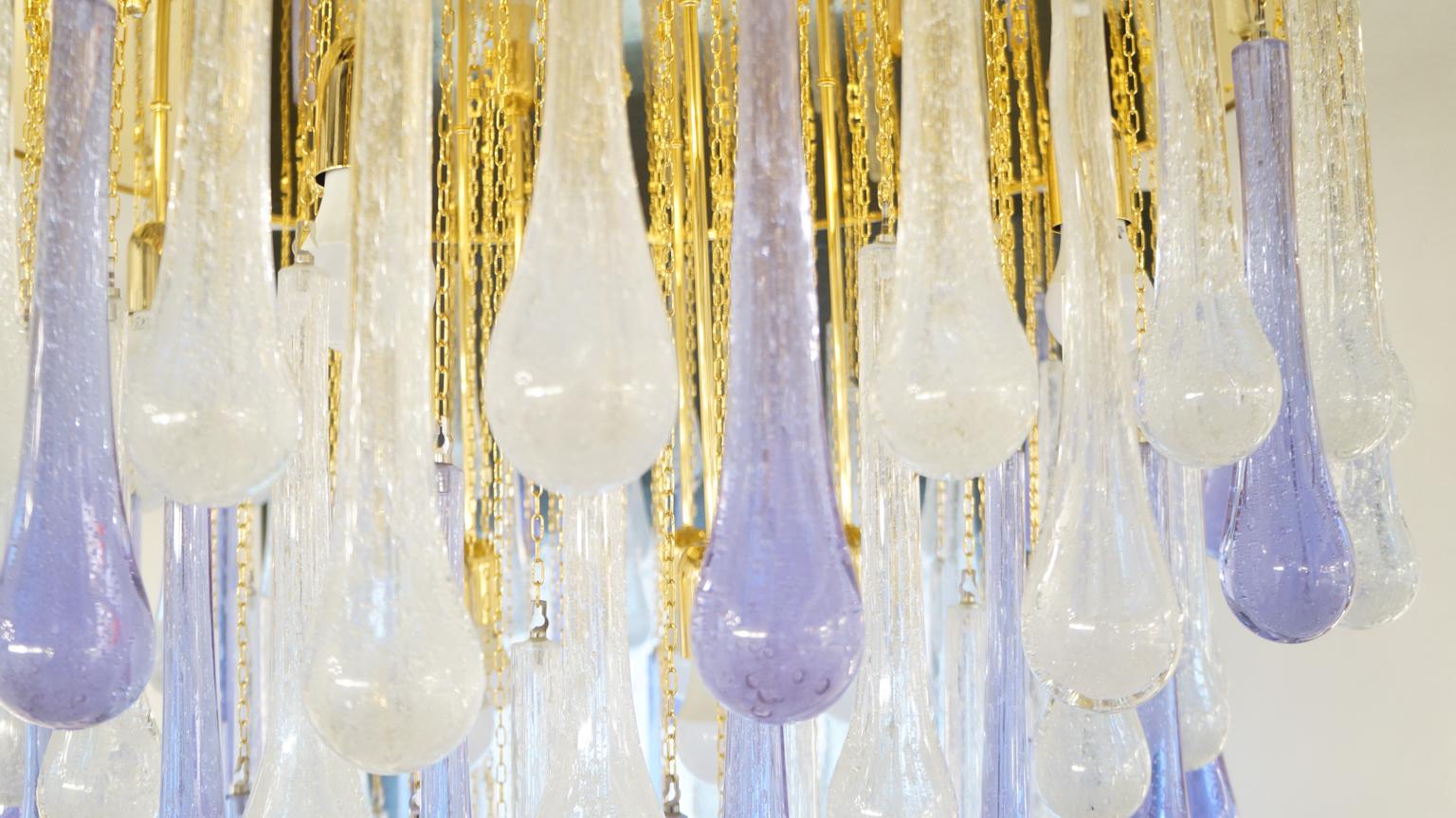 Lustre Gocce en cristal de Murano de style mi-siècle moderne, Franco Luce, 1980 en vente 5
