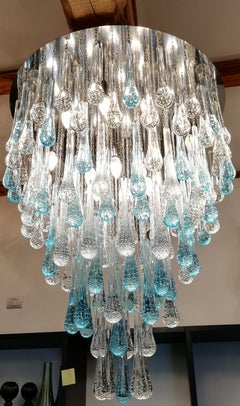 Franco Luce Lampadario in vetro di Murano della metà del secolo scorso Gocce, 1980