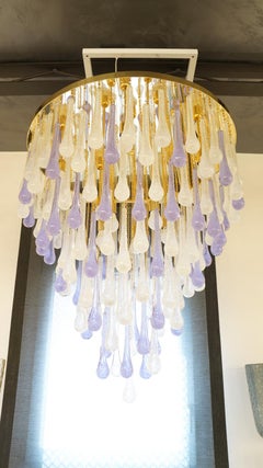 Franco Luce Lampadario in vetro di Murano della metà del secolo scorso Gocce, 1980