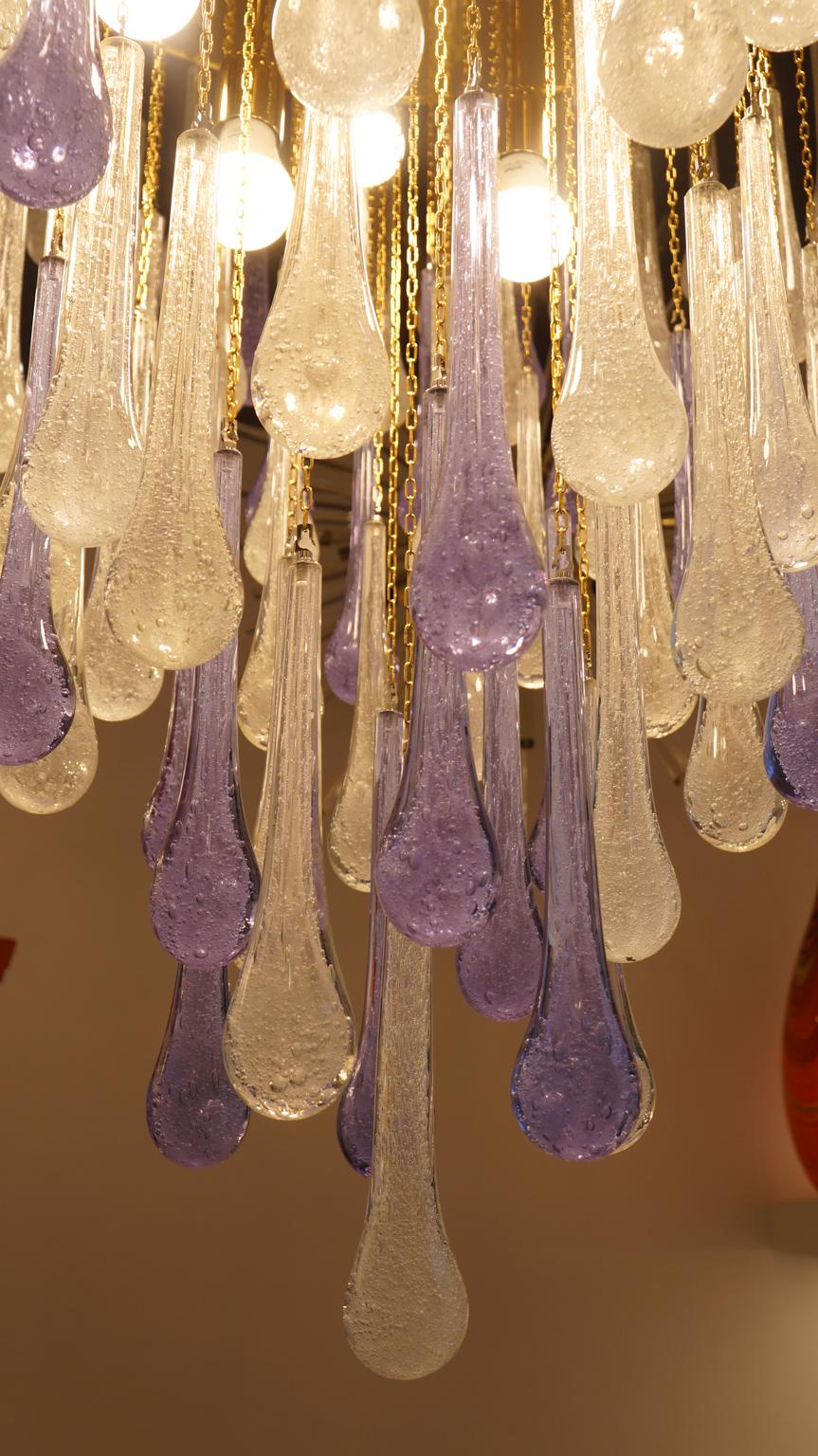 Lustre Gocce en cristal de Murano de style mi-siècle moderne, Franco Luce, 1980 en vente 13