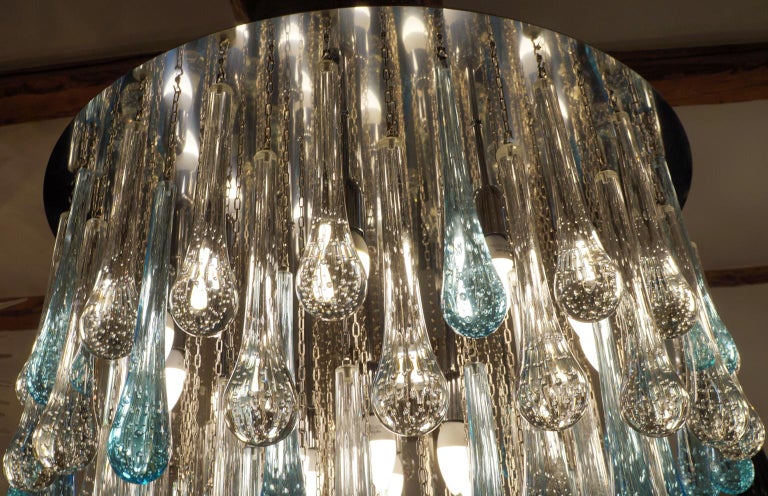 Franco Luce Mid-Century Modern Crystal Murano Glass Chandelier Gocce, 1980 In Excellent Condition For Sale In Murano, Venezia