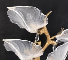 Franco Luce Murano Glass Heavy Bronze Leaves Branch Motive Wall Scones MINT!
