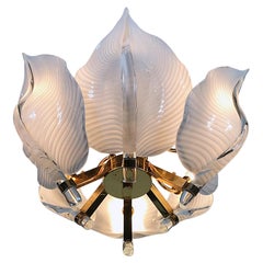 Franco Luce Murano Glass Leaves Chandelier, Hollywood Regency, Italy, 1970s