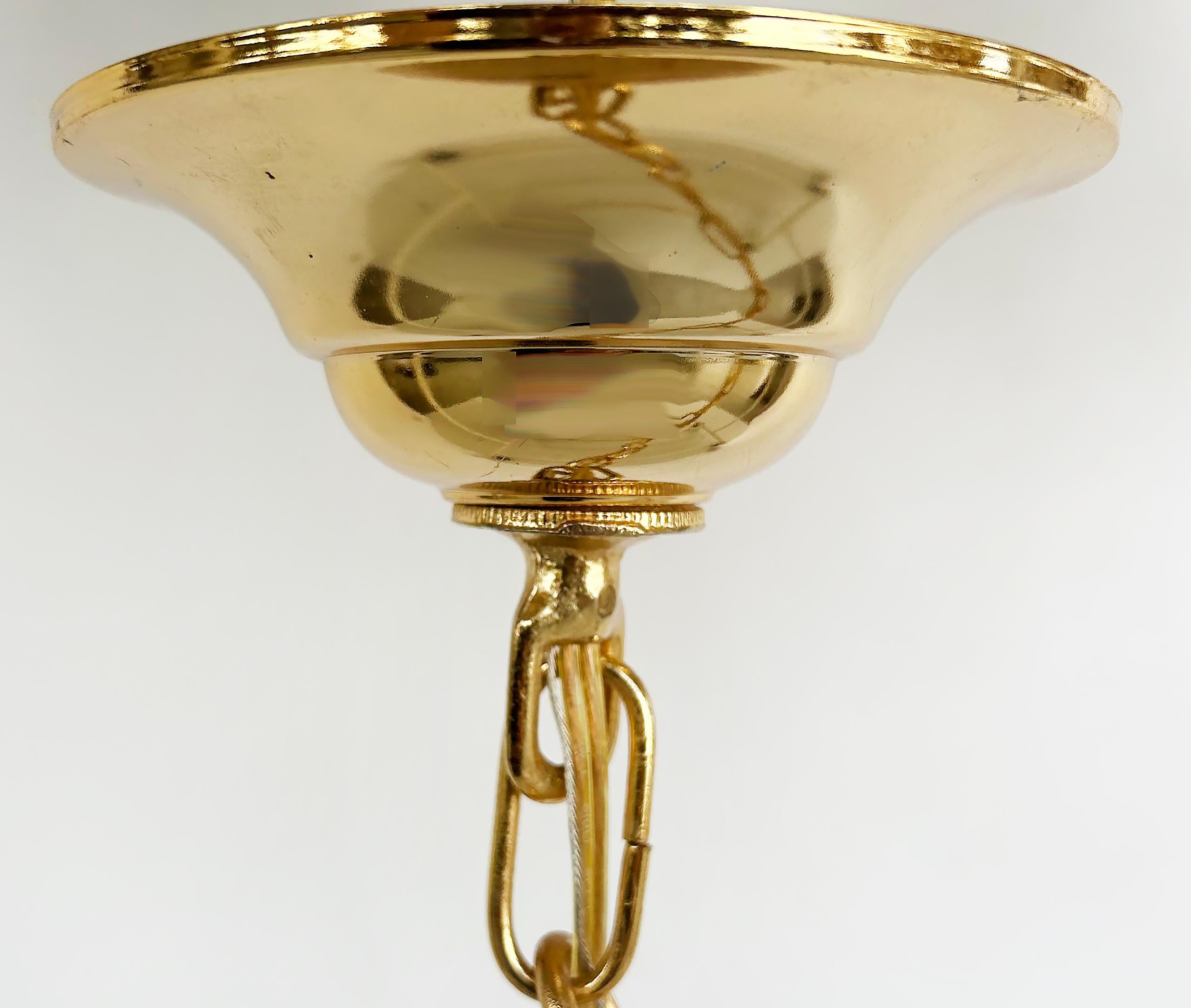 Lustre Seguso en laiton et verre de Murano à 6 lumières, baldaquin et chaîne en vente 3