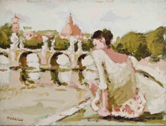 Ballerina in front of the Ponte Sant'Angelo in Rome by Franco Marzilli - 1970s