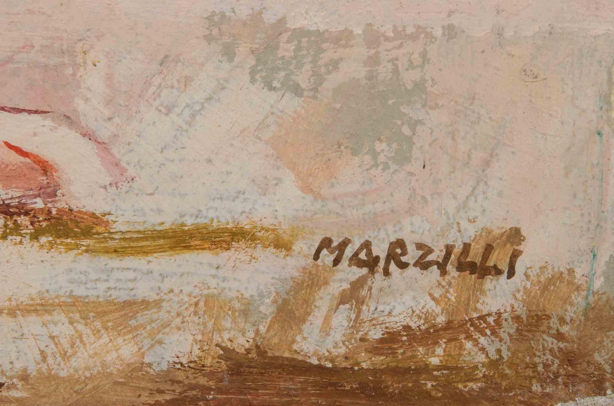 Ballerina in Rome - Oil Painting by Franco Marzilli - 1970s For Sale 3