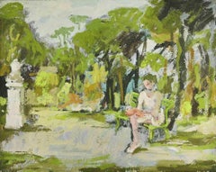 Ballerina  in the Park - Oil Painting by Franco Marzilli - 1970s