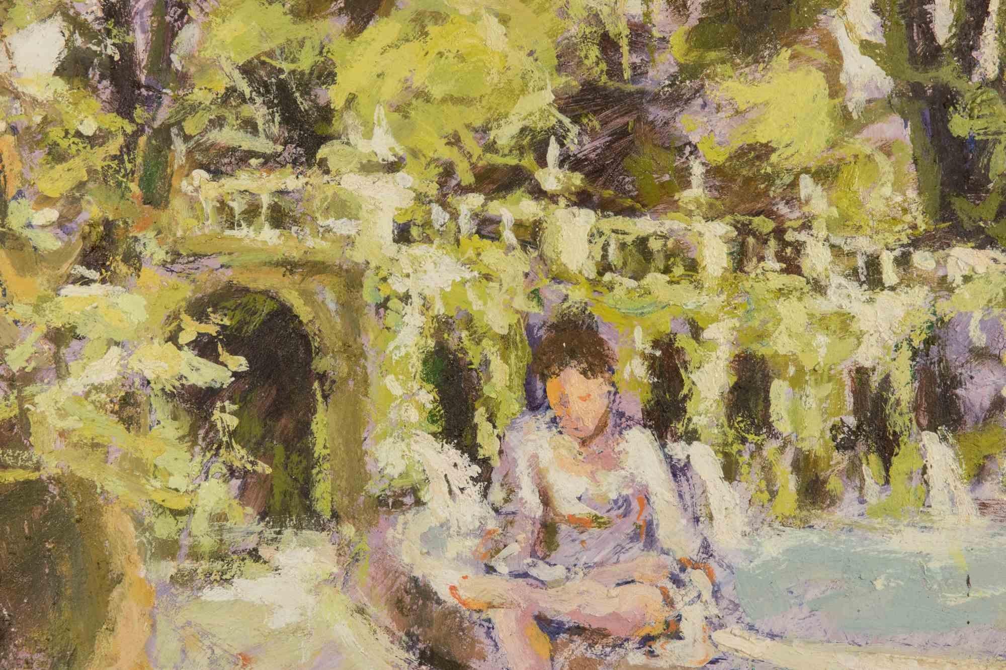 Ballerina im Park - Ölgemälde von Franco Marzilli - 1970er Jahre im Angebot 2