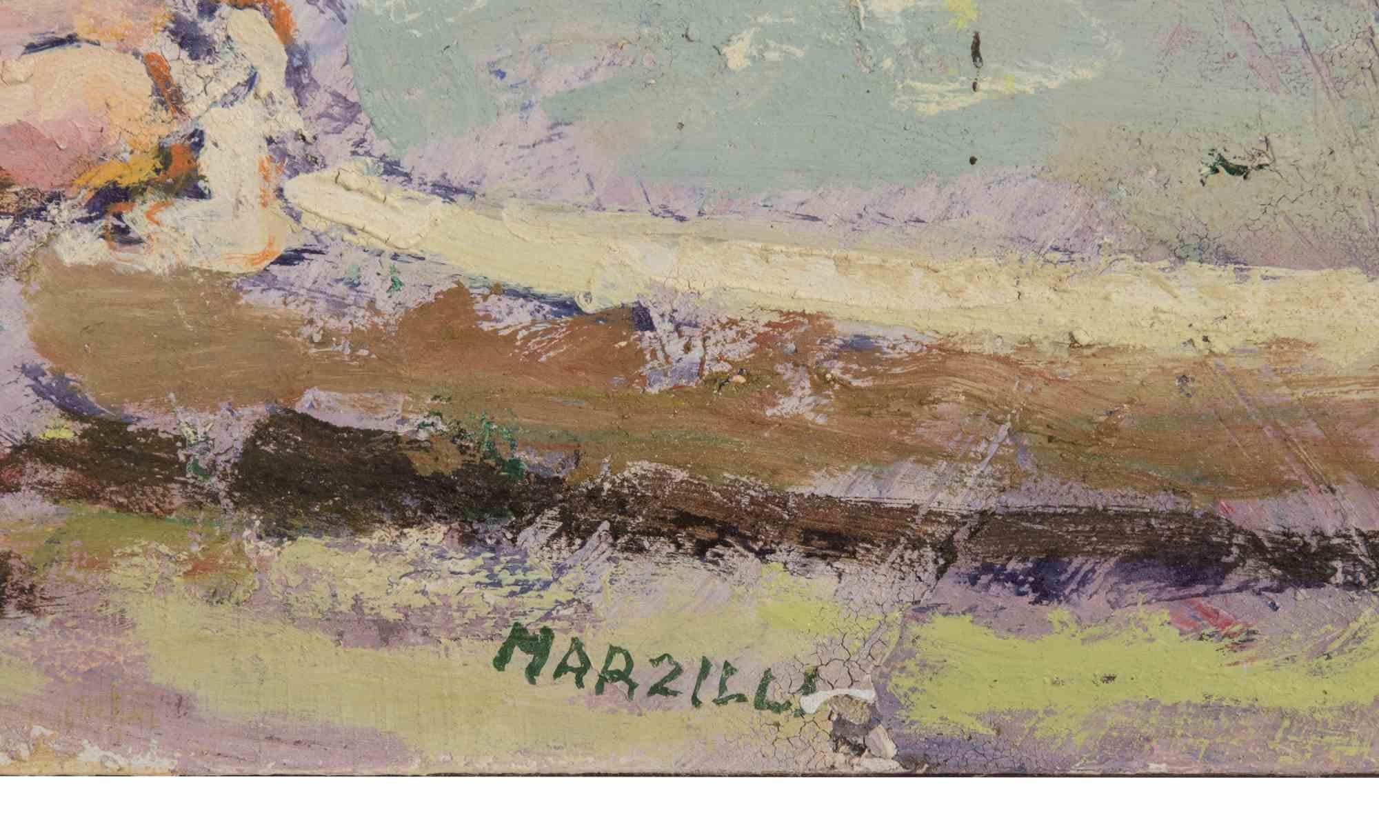 Ballerina im Park - Ölgemälde von Franco Marzilli - 1970er Jahre im Angebot 3