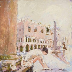 Ballerina a Venezia - Pittura a olio di Franco Marzilli - Anni '70