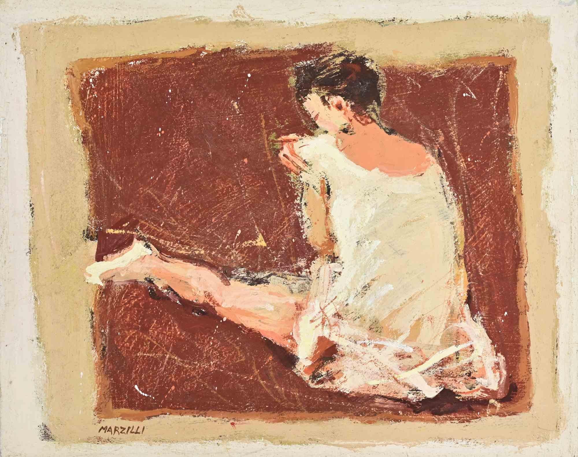 Ballerina - Ölgemälde von Franco Marzilli - 1970er Jahre im Angebot 1