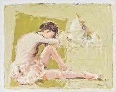 Ballerine - Peinture à l'huile de Franco Marzilli - années 1970
