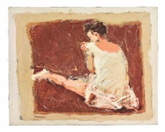 Ballerina - Ölgemälde von Franco Marzilli - 1970er Jahre