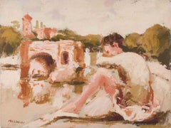 Ballerine - Peinture à l'huile de Franco Marzilli - années 1970