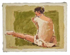 Ballerina auf grünem Grund - Ölgemälde von Franco Marzilli - 1970er Jahre