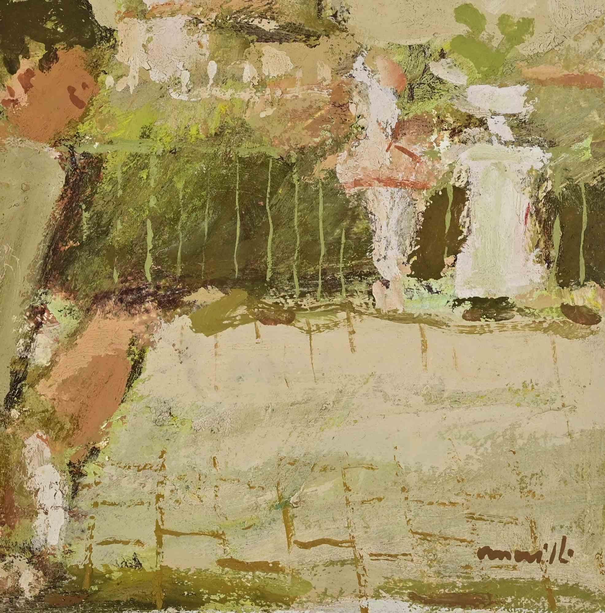 Ballerine avec vue sur Rome  - Peinture à l'huile de Franco Marzilli - années 1970 en vente 2
