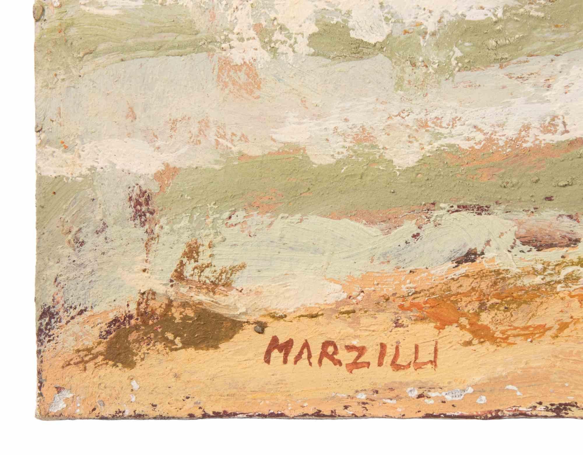 Bailarina con vista de Roma - Pintura al óleo de Franco Marzilli - Años 70 en venta 3