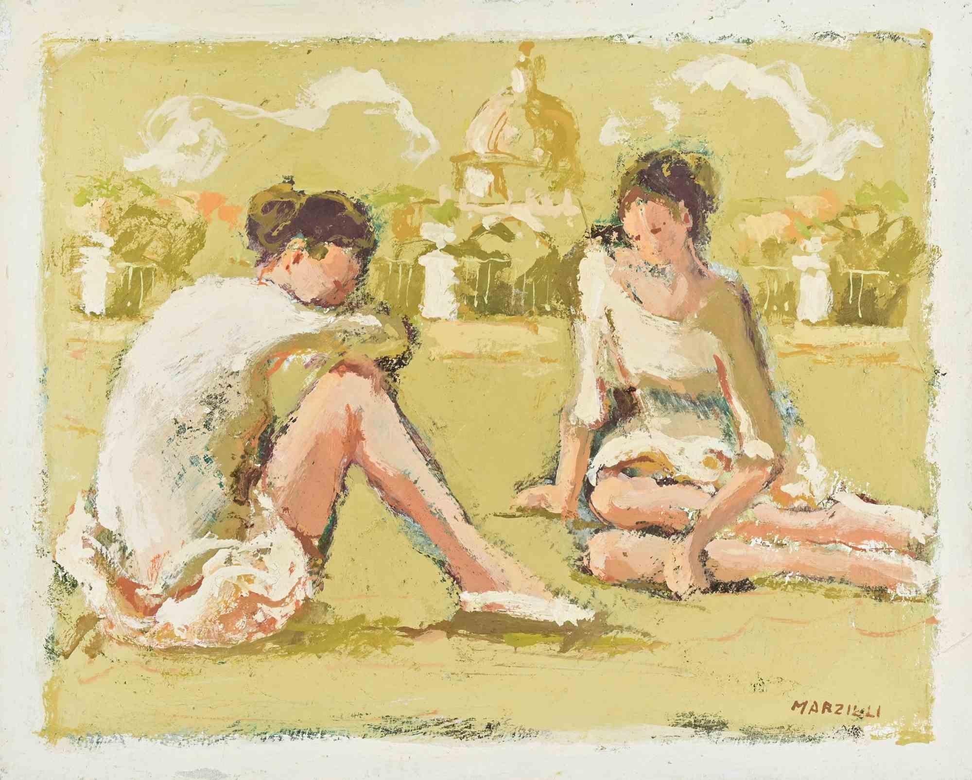 Ballerinas - Ölgemälde von Franco Marzilli - 1970er Jahre im Angebot 1