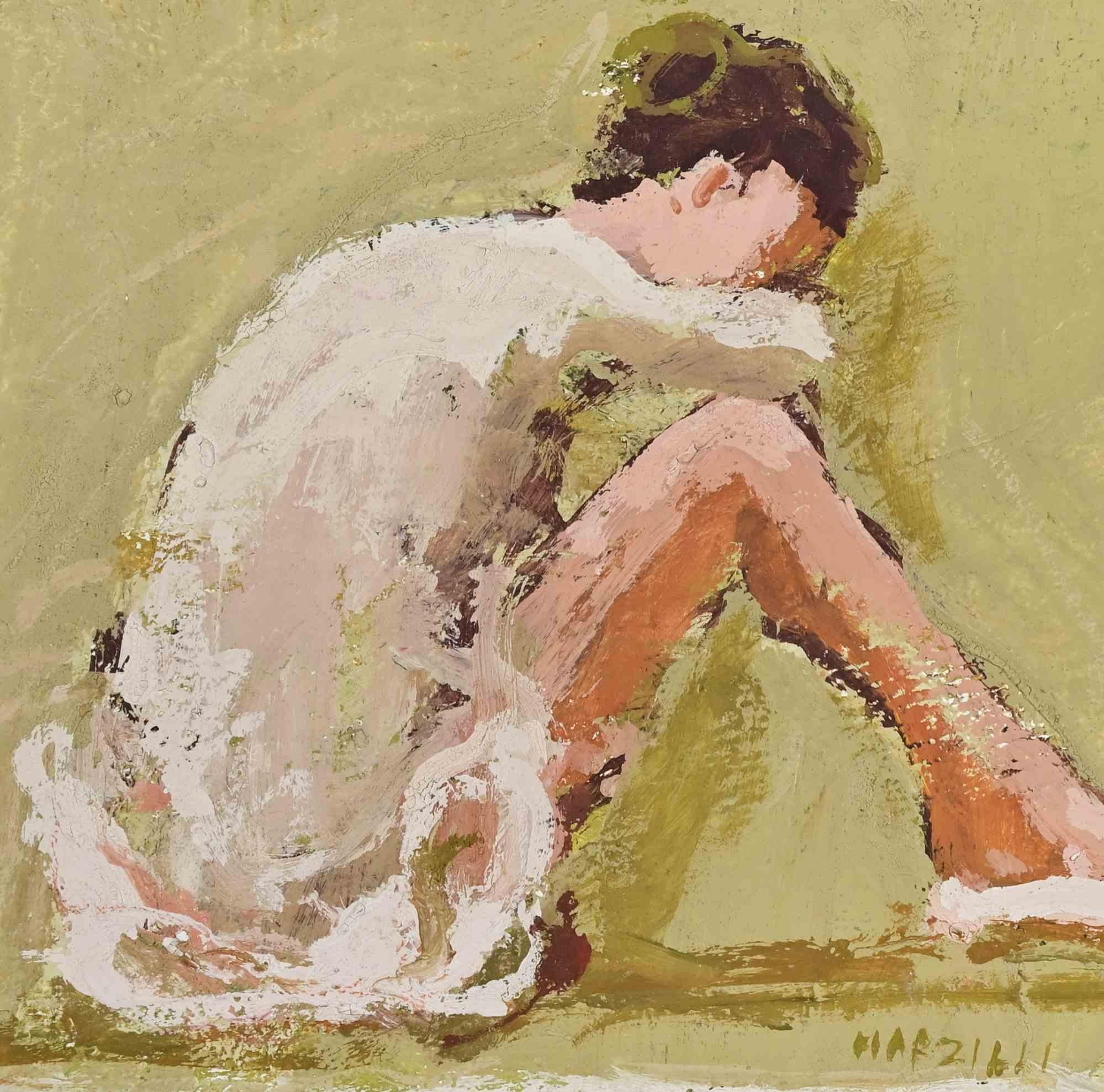 Bailarinas - Pintura al óleo de Franco Marzilli - Años 70 en venta 2