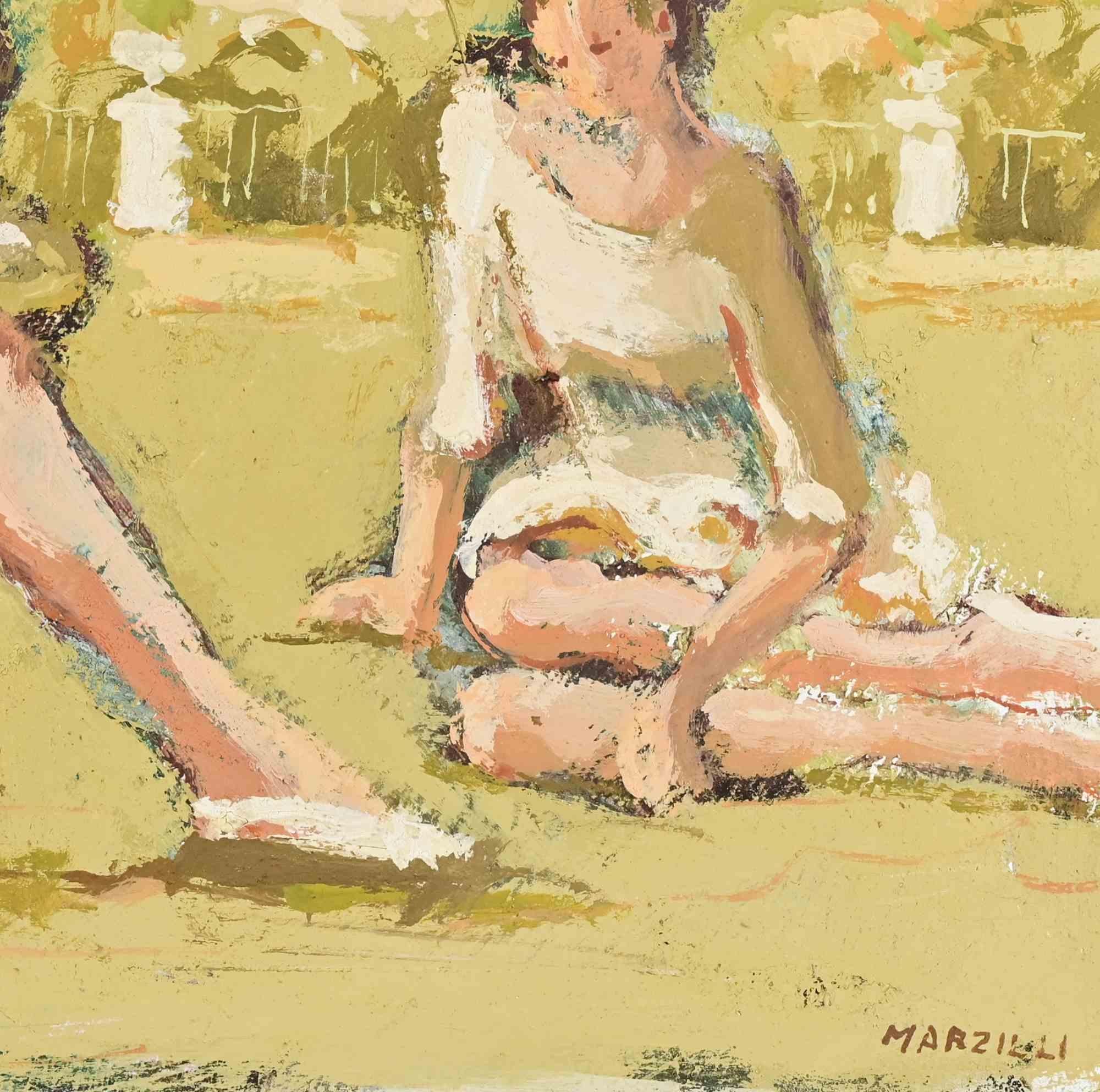 Ballerinas - Ölgemälde von Franco Marzilli - 1970er Jahre im Angebot 2