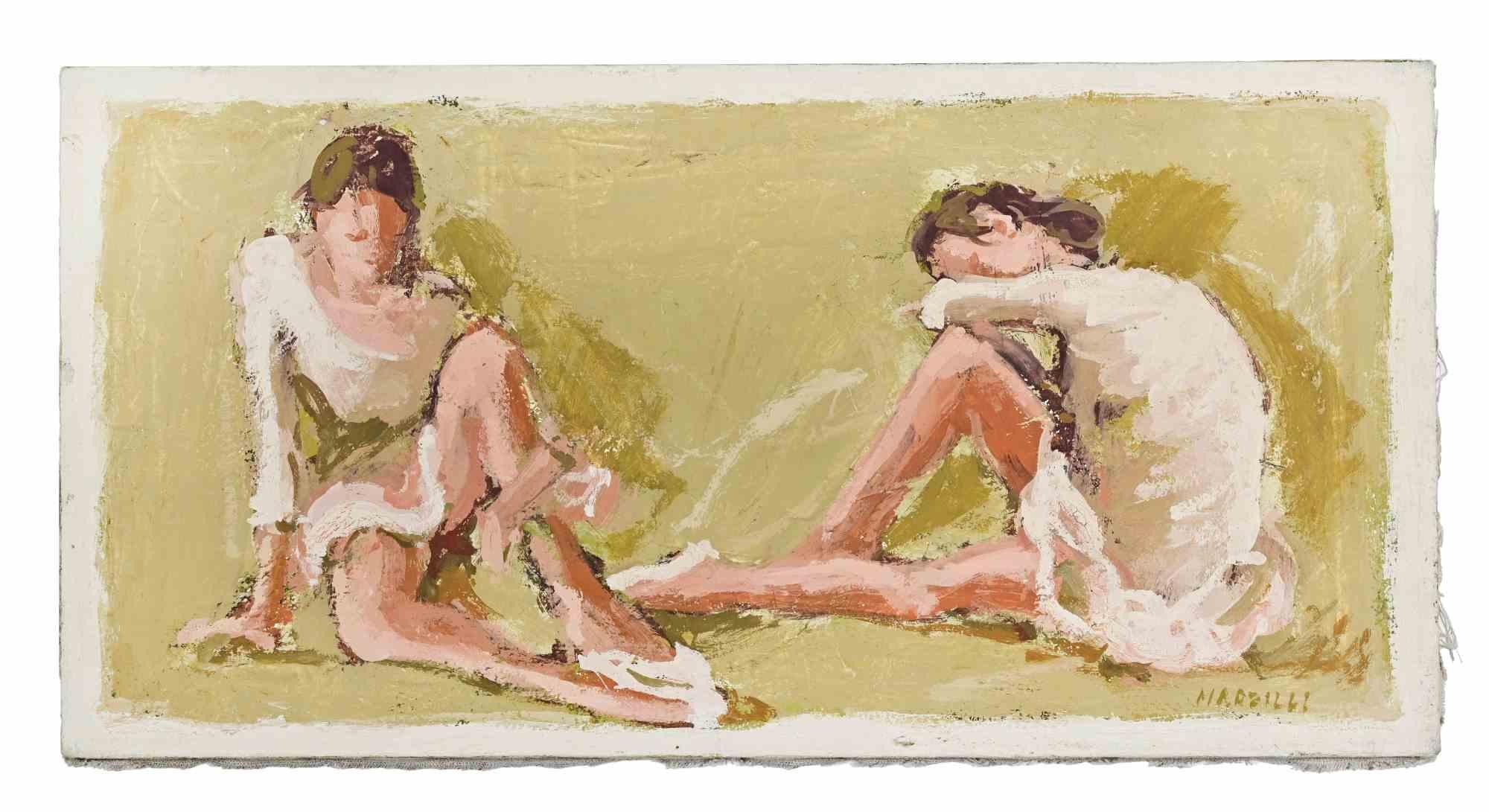 Óleo sobre lienzo realizado por Franco Marzilli (1934-2010) en la década de 1970.

Firmado a mano abajo a la derecha.

Muy buen estado.

Franco Marzilli nació en Roma en 1934. Recibió su primera formación artística asistiendo a la Escuela