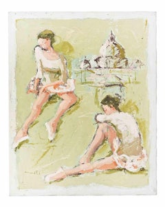 Ballerines - Peinture à l'huile de Franco Marzilli - années 1970