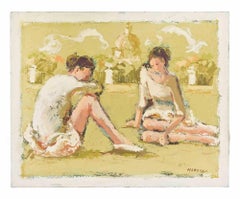 Ballerines - Peinture à l'huile de Franco Marzilli - années 1970
