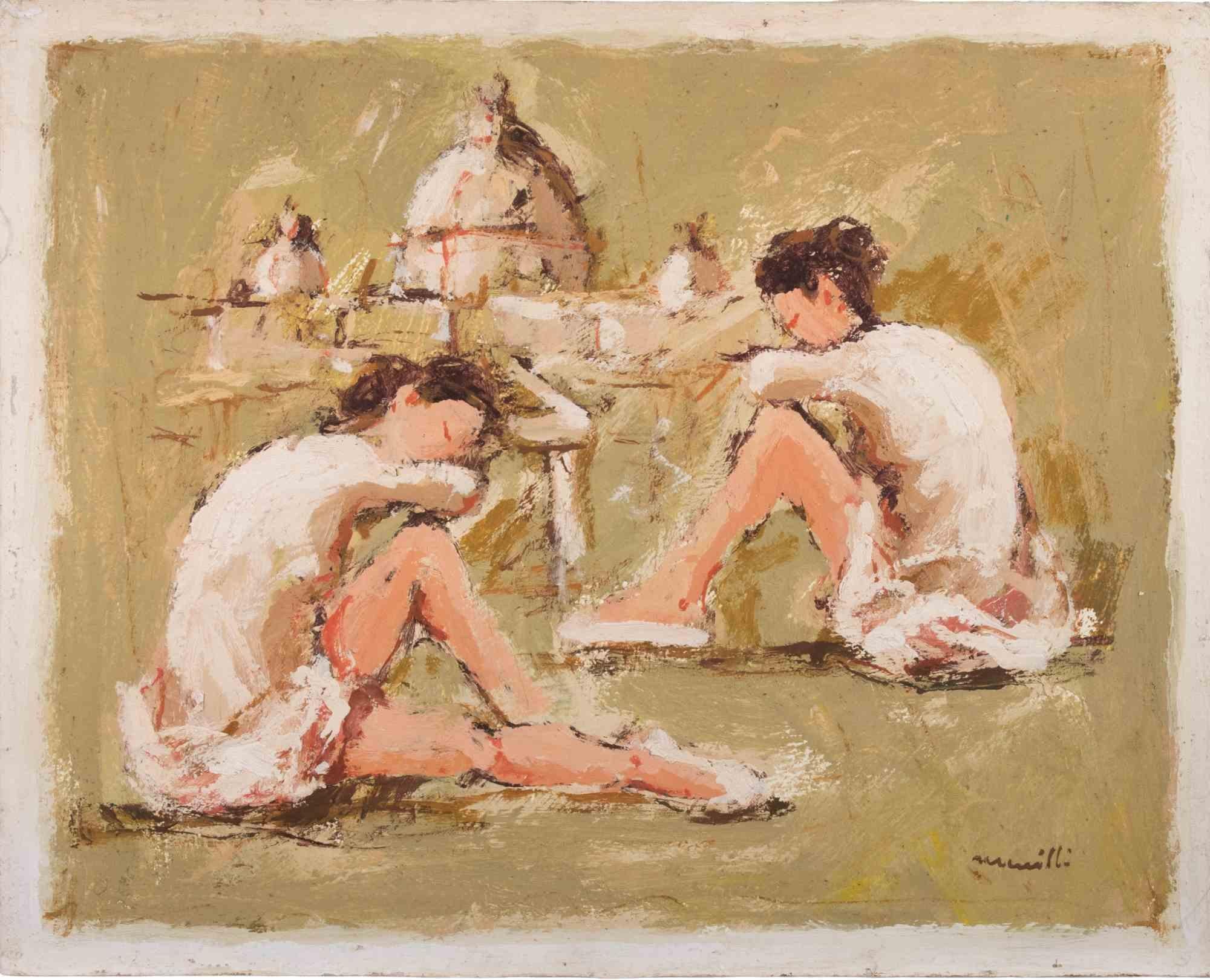 Ballerine  con San Pietro (Roma) sullo sfondo di Franco Marzilli - Anni '70 in vendita 1