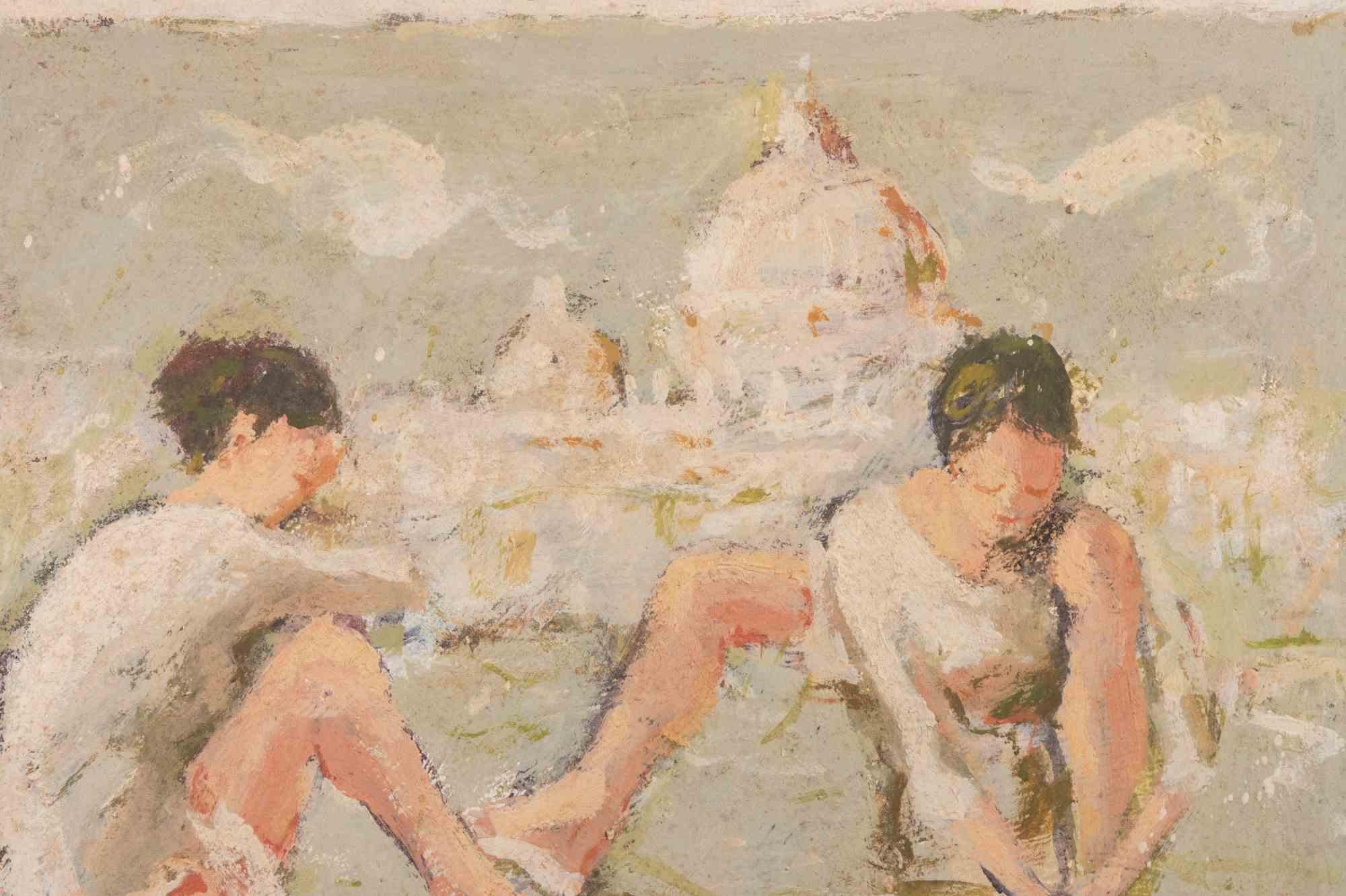 Ballerinas  with Saint Peter (Rome) on the Background by Franco Marzilli - 1970s For Sale 2