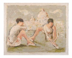 Ballerinas  with Saint Peter (Rome) on the Background by Franco Marzilli - 1970s