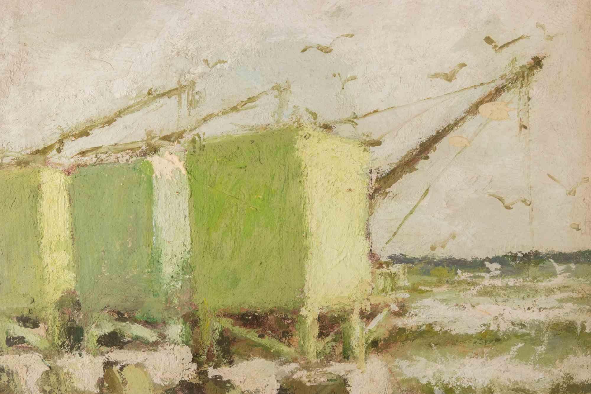 Green Overflows - Oil Painting by Franco Marzilli - 1970s For Sale 2