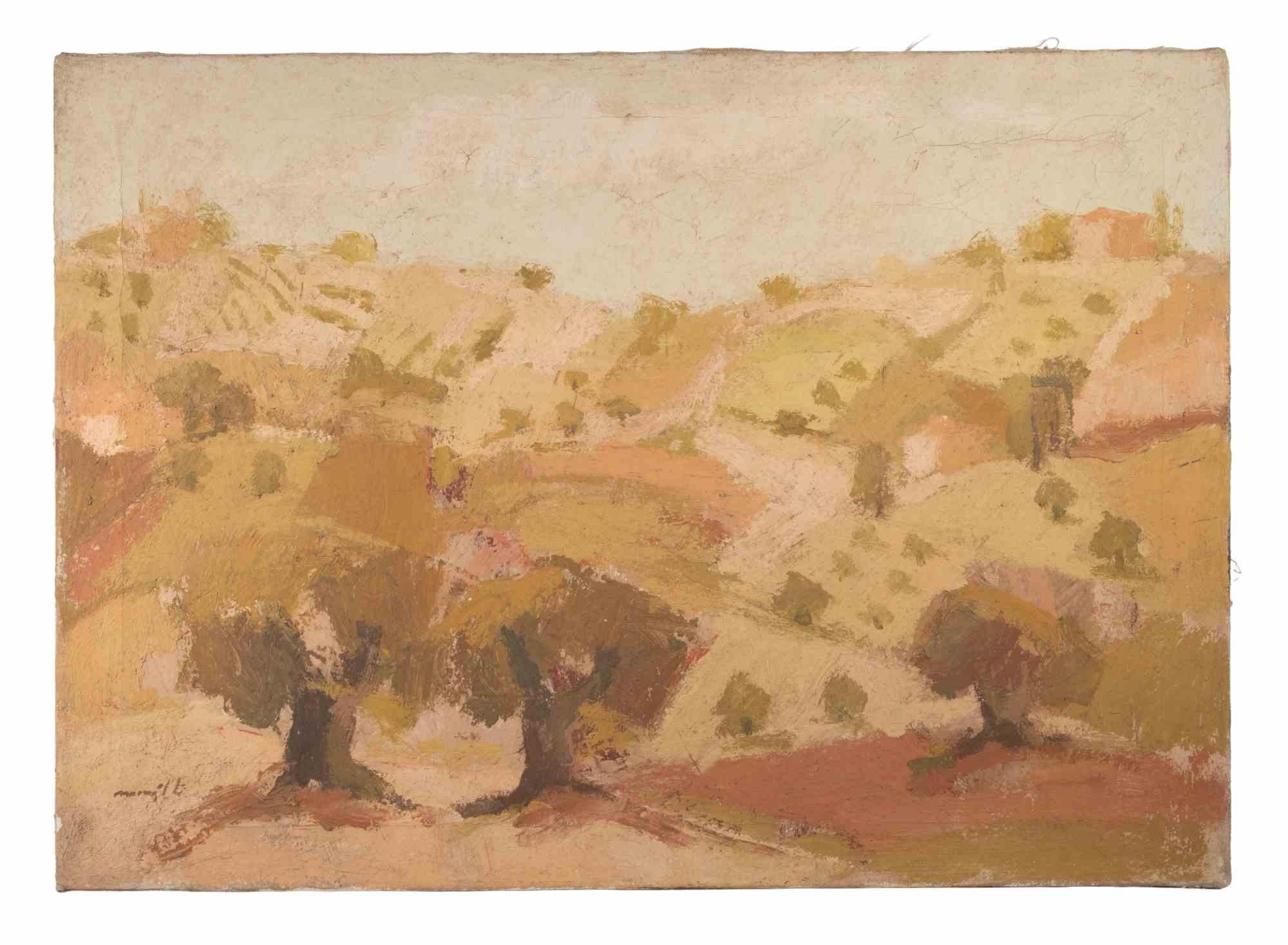 Colinas - Pintura al óleo de Franco Marzilli - Años 70 en venta 1