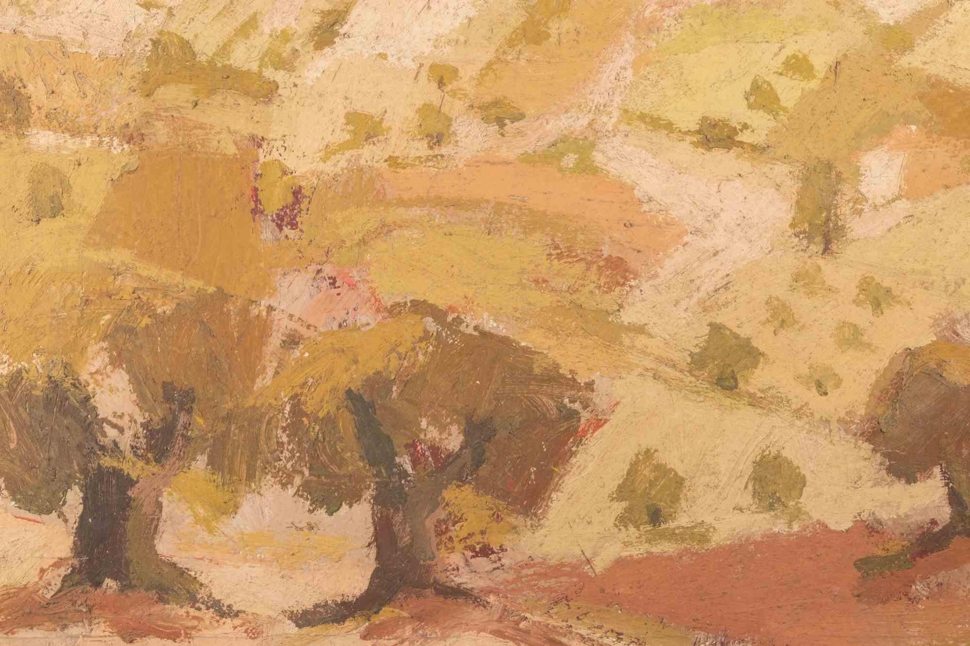 Colinas - Pintura al óleo de Franco Marzilli - Años 70 en venta 2