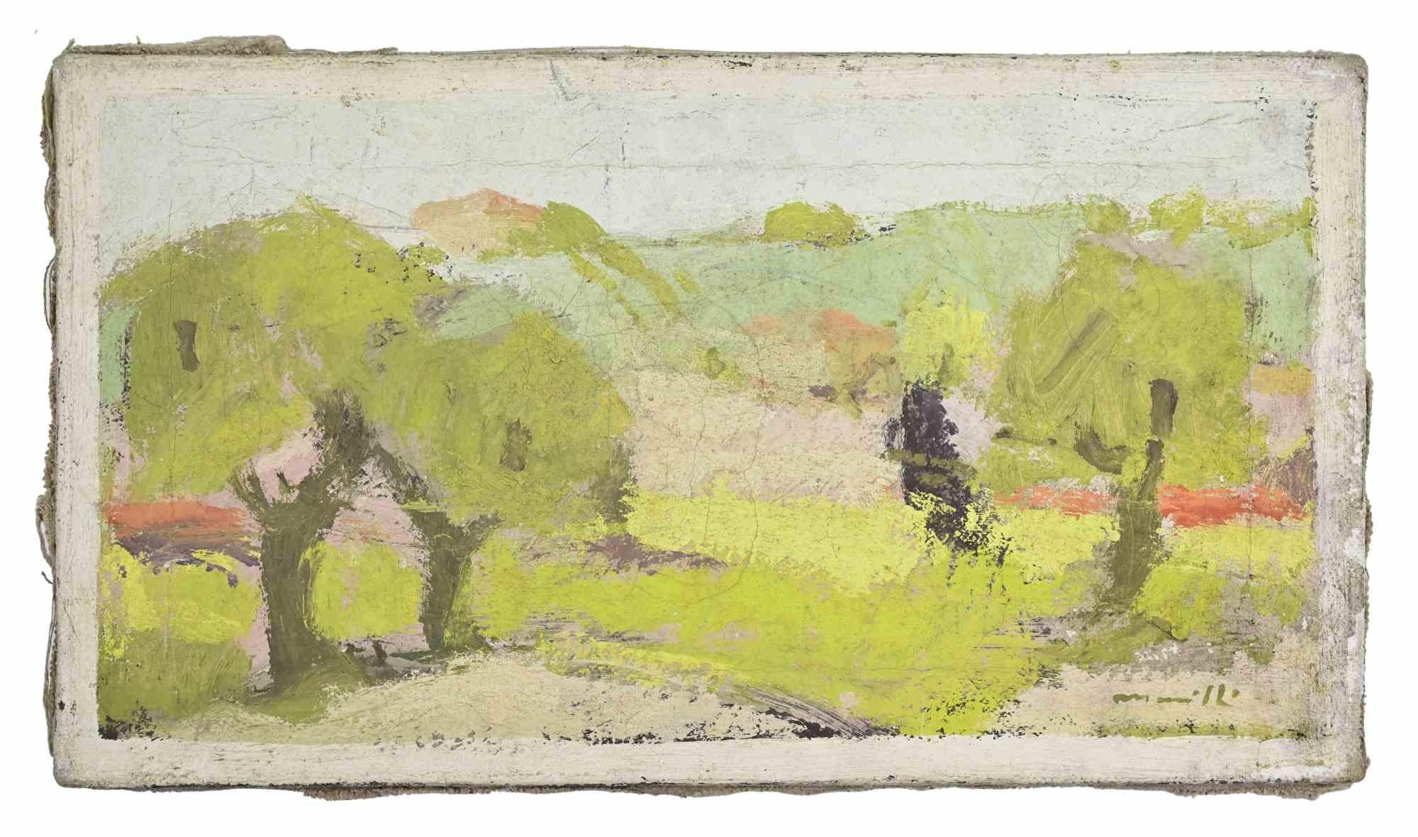 Landscape - Oil Painting by Franco Marzilli - 1970s For Sale 1