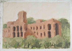 Roman Ruins - Oil Painting by Franco Marzilli - 1970s