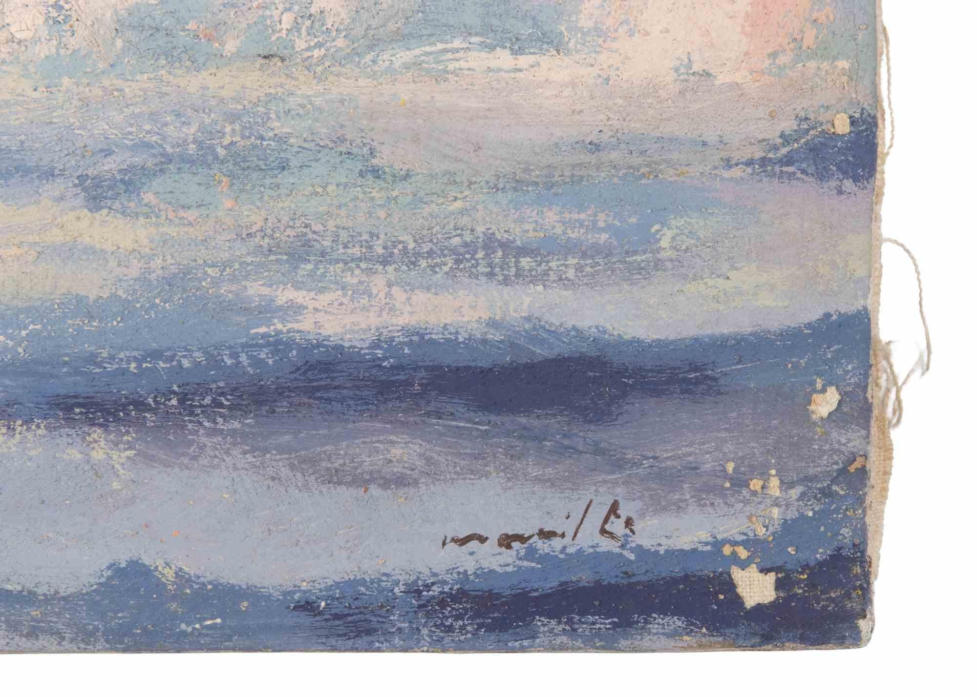 Sea View - Oil Painting by Franco Marzilli - 1970s For Sale 3