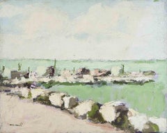 Bord de mer - Peinture à l'huile de Franco Marzilli - années 1970