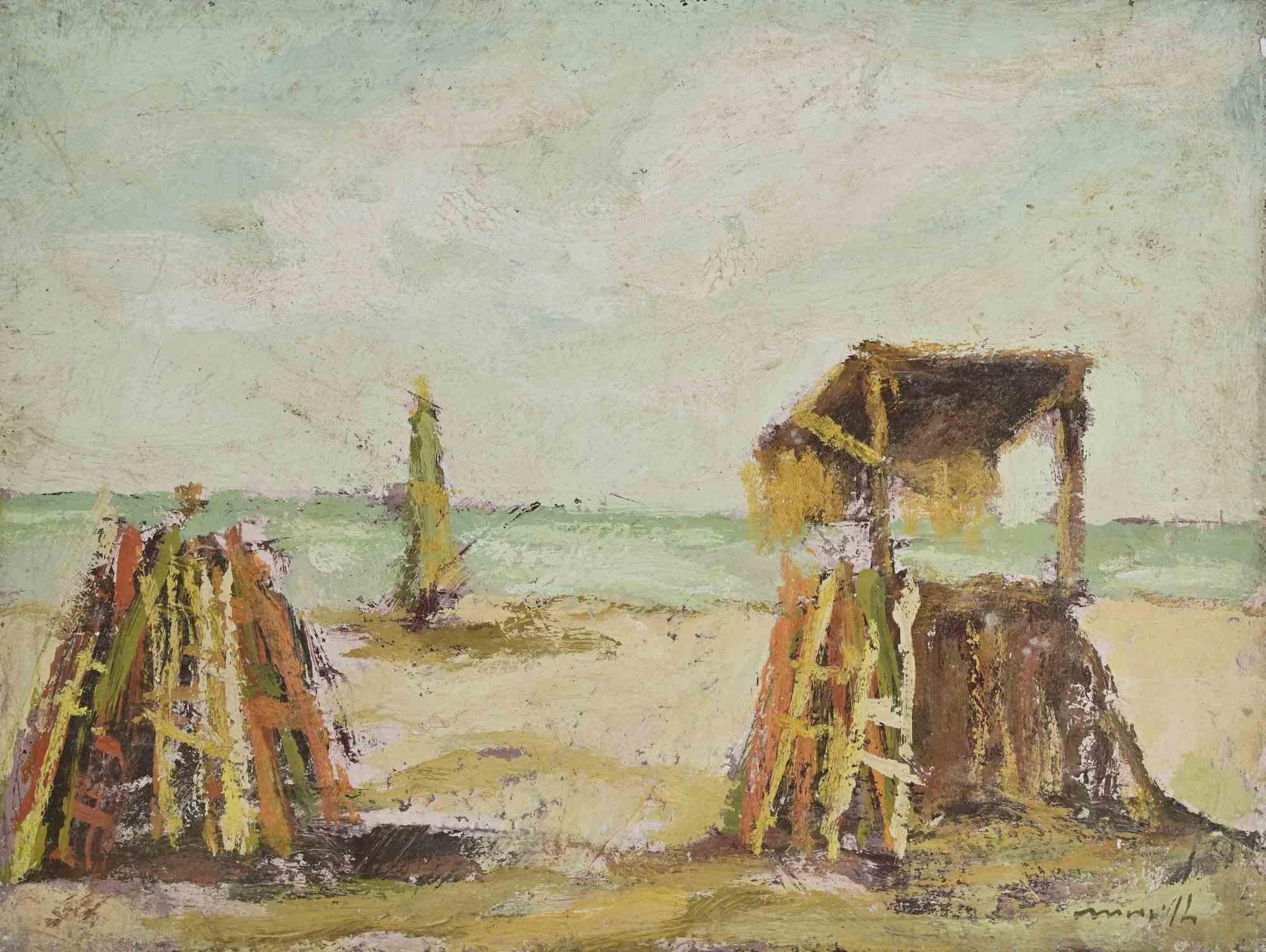 Mar - Óleo de Franco Marzilli - Años 70 en venta 1